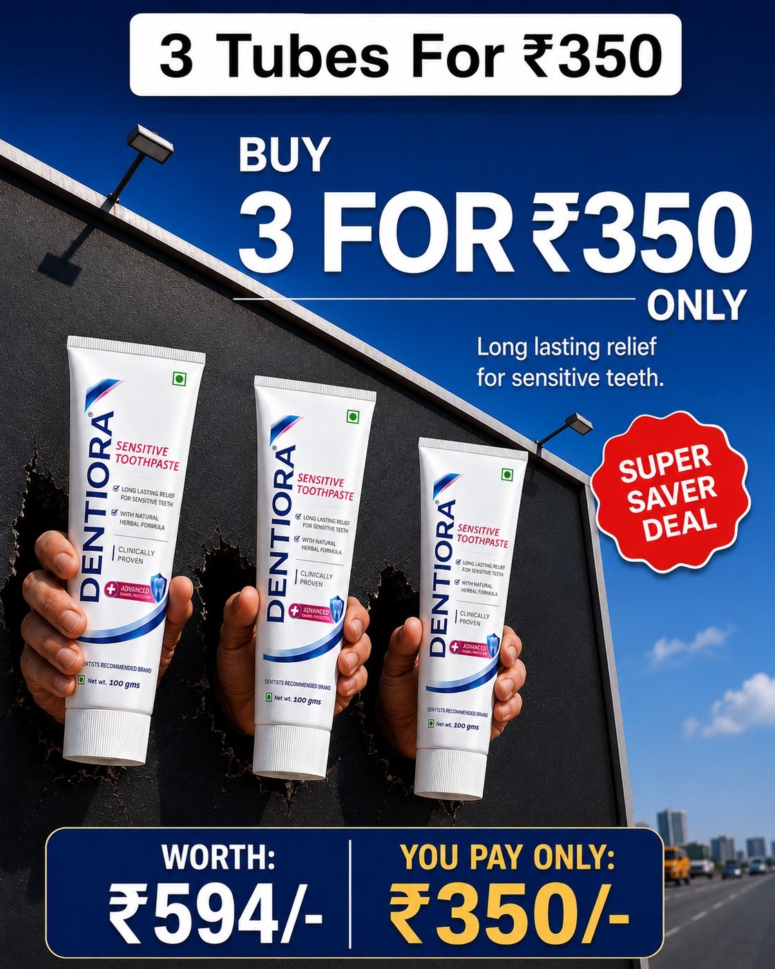 Dentiora Sensitive: 3 tubes for ₹350