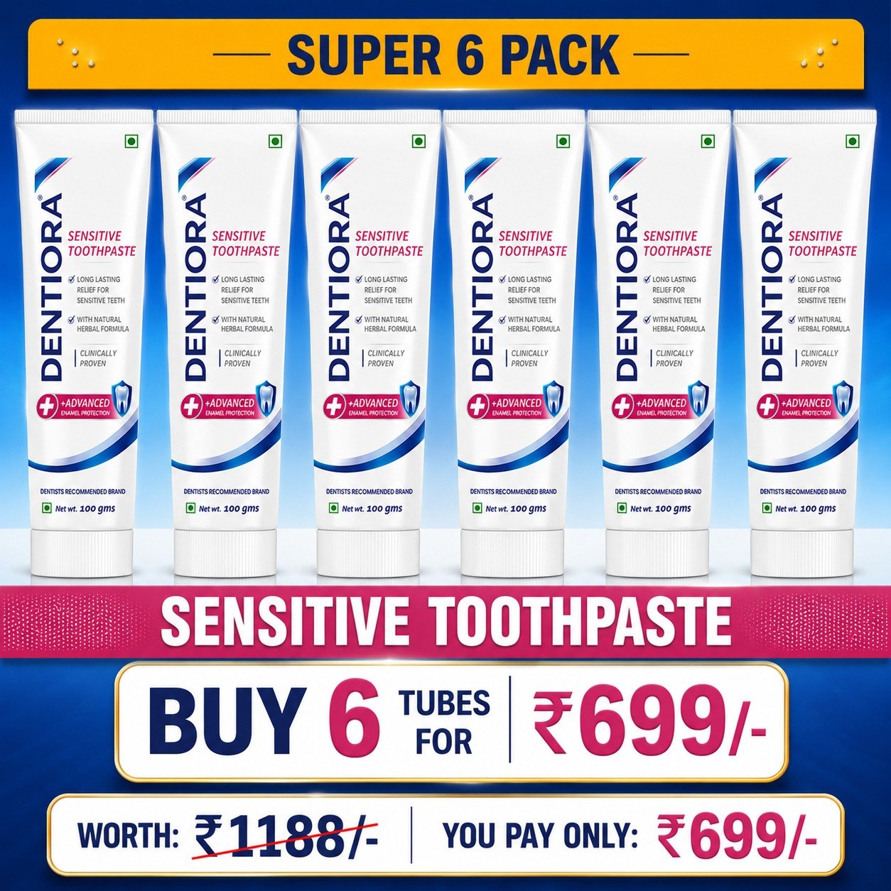 Dentiora Sensitive Super 6 Pack — ₹699