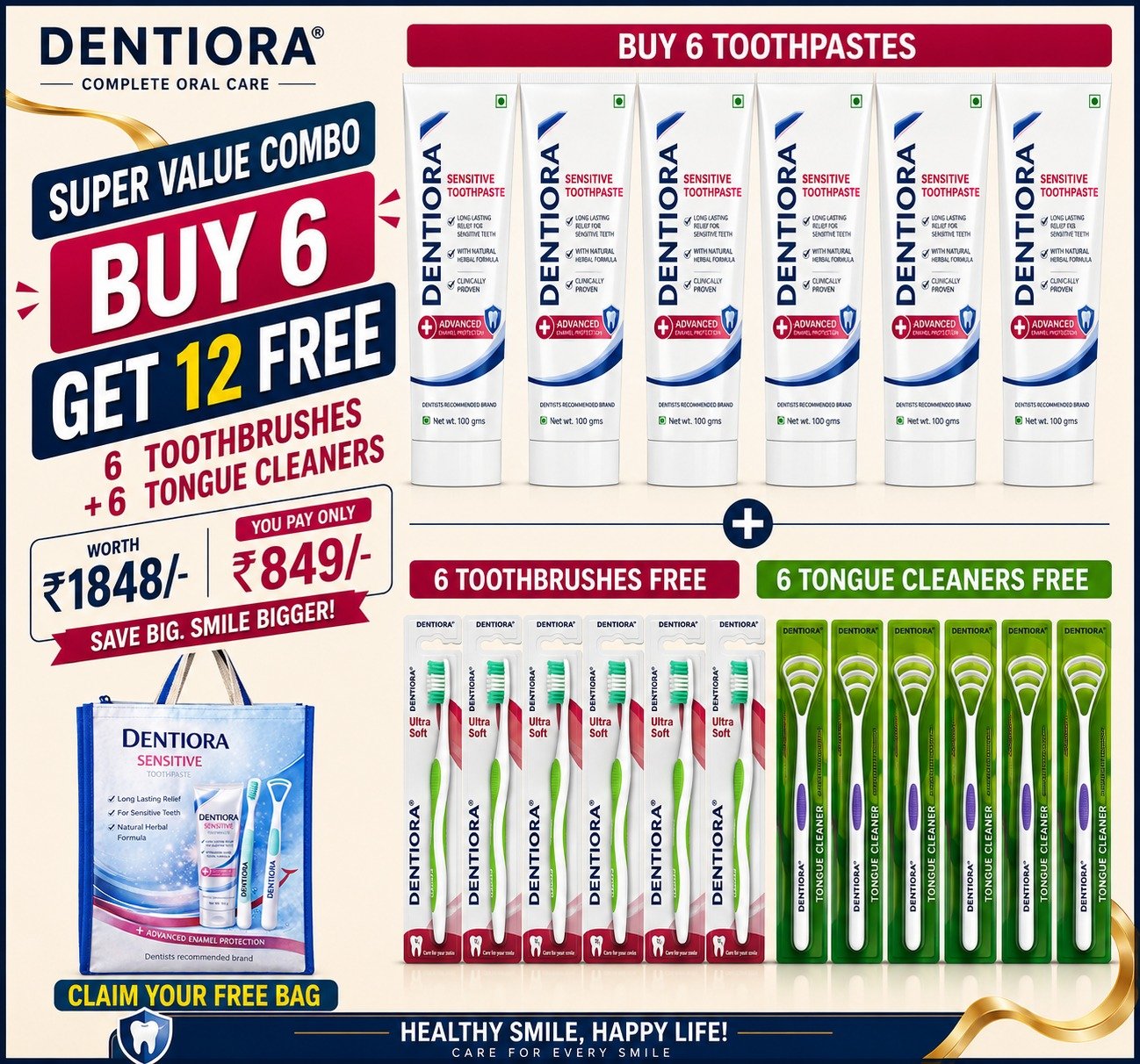 Dentiora Sensitive Oral Care Combo - ₹849